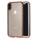 For iPhone X / XS Ultra-thin Electroplating Soft TPU Protective Back Cover Case(Rose Gold) - 1