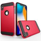 For iPhone X / XS Brushed Texture Shockproof Rugged Armor Protective Case(Red) - 1