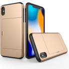 For iPhone X / XS Shockproof Rugged Armor Protective Case with Card Slot(Gold) - 1