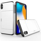 For iPhone X / XS Shockproof Rugged Armor Protective Case with Card Slot(White) - 1