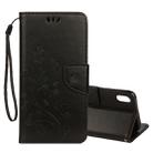 For iPhone XS Max Embossed Butterfly Pattern Horizontal Flip Leather Case with Card Slot & Holder & Wallet & Lanyard (Black) - 1