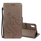 For iPhone XS Max Embossed Butterfly Pattern Horizontal Flip Leather Case with Card Slot & Holder & Wallet & Lanyard (Grey) - 1