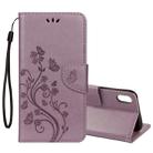 For iPhone XS Max Embossed Butterfly Pattern Horizontal Flip Leather Case with Card Slot & Holder & Wallet & Lanyard (Purple) - 1