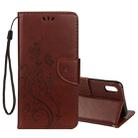 For iPhone XS Max Embossed Butterfly Pattern Horizontal Flip Leather Case with Card Slot & Holder & Wallet & Lanyard (Brown) - 1