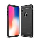 For iPhone XS Max Brushed Texture Carbon Fiber Shockproof TPU Protective Back Case(Black) - 1