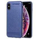 For iPhone XS Max Litchi Texture TPU Shockproof Case (Blue) - 1