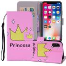 Crown Pattern Colored Drawing Horizontal Flip Leather Case for  iPhone XS Max  6.5 inch, with Holder & Card Slots & Wallet & Lanyard  - 1