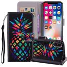 Colored Pineapple Pattern Colored Drawing Horizontal Flip Leather Case for  iPhone XS Max  6.5 inch, with Holder & Card Slots & Wallet & Lanyard  - 1