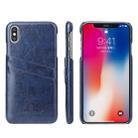 For iPhone XS Max Fierre Shann Retro Oil Wax Texture PU Leather Case with Card Slots(Blue) - 1