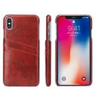 For iPhone XS Max Fierre Shann Retro Oil Wax Texture PU Leather Case with Card Slots(Brown) - 1