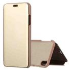 For iPhone XS Max Electroplating Mirror Horizontal Flip Leather Case with Holder(Gold) - 1