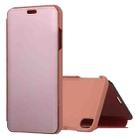 For iPhone XS Max Electroplating Mirror Horizontal Flip Leather Case with Holder(Rose Gold) - 1