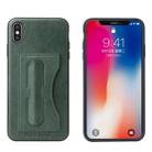 For iPhone XS Max Fierre Shann Full Coverage Protective Leather Case with Holder & Card Slot(Green) - 1