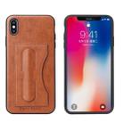 For iPhone XS Max Fierre Shann Full Coverage Protective Leather Case with Holder & Card Slot(Brown) - 1