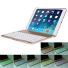 2 in 1 For iPad Air 2 Foldable Adjustable (0 - 135 Degrees) Aluminium Alloy Tablet Tablet Case Holder + Slim Bluetooth V3.0 Keyboard with 7 Colors LED Backlights & Intelligent Inductive Switch Function, Operation Distance: within 10m(Gold) - 1