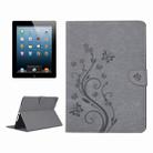 For iPad 4 Pressed Flowers Butterfly Pattern Horizontal Flip PU Leather Case with Magnetic Buckle & Holder & Card Slots & Wallet(Grey) - 1