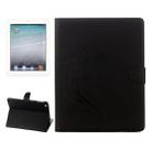 For iPad 4 Pressed Flowers Butterfly Pattern Horizontal Flip PU Leather Case with Magnetic Buckle & Holder & Card Slots & Wallet(Black) - 1
