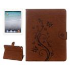 For iPad 4 Pressed Flowers Butterfly Pattern Horizontal Flip PU Leather Case with Magnetic Buckle & Holder & Card Slots & Wallet(Brown) - 1