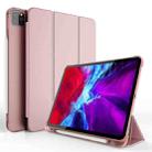 Three-folding Shockproof TPU Protective Case for iPad Pro 11 inch (2018) / (2020), with Holder & Pen Slot(Rose Gold) - 1