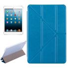 Transformers Style Silk Texture Horizontal Flip Solid Color Leather Case with Holder for iPad Mini 2019 (Blue) - 1
