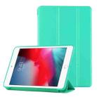 PU Plastic Bottom Case Foldable Deformation Left and Right Flip Leather Case with Three Fold Bracket & Smart Sleep for iPad mini 2019 (Mint Green) - 1