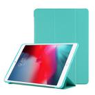 PU Plastic Bottom Case Foldable Deformation Left and Right Flip Leather Case with Three Fold Bracket & Smart Sleep for iPad Air3 2019(Mint Green) - 1
