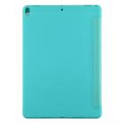 PU Plastic Bottom Case Foldable Deformation Left and Right Flip Leather Case with Three Fold Bracket & Smart Sleep for iPad Air3 2019(Mint Green) - 3