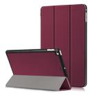 Custer Texture Horizontal Flip Leather Case for  iPad Mini 2019 & Mini 4, with Three-folding Holder & Sleep / Wake-up Function (Wine Red) - 1