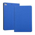 Cloth Texture TPU Horizontal Flip Leather Case for iPad Mini 2019 & Mini 4, with Holder (Blue) - 1