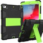 Shockproof Two-color Silicone Protection Shell for iPad Mini 2019 & 4, with Holder (Black+Yellow-green)  - 1