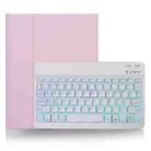 X-11BS Skin Plain Texture Detachable Bluetooth Keyboard Tablet Case for iPad Pro 11 inch 2020 / 2018, with Pen Slot & Backlight (Pink) - 1