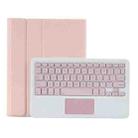 YT11B-A Detachable Candy Color Bluetooth Keyboard Leather Tablet Case with Touch Pad & Pen Slot & Holder for iPad Pro 11 inch 2021 (Pink) - 1