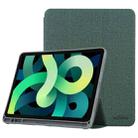 Mutural YASHI Series TPU + PU Cloth Pattern Texture Horizontal Flip Leather Case with Three-folding Holder & Pen Slot & Wake-up / Sleep Function For iPad Air 2022 / 2020 10.9(Green) - 1