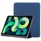 Mutural YASHI Series TPU + PU Cloth Pattern Texture Horizontal Flip Leather Case with Three-folding Holder & Pen Slot & Wake-up / Sleep Function For iPad Air 2022 / 2020 10.9(Blue) - 1