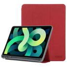 Mutural YASHI Series TPU + PU Cloth Pattern Texture Horizontal Flip Leather Case with Three-folding Holder & Pen Slot & Wake-up / Sleep Function For iPad Air 2022 / 2020 10.9(Red) - 1