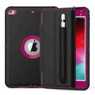 Magnetic Horizontal Flip Protective Case for iPad Mini 2019 / Mini 4, with Three-folding Holder & Sleep / Wake-up Function & Pen Slots (Rose Red) - 1