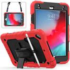Shockproof Colorful Silica Gel + PC Protective Case for iPad Mini 2019 / Mini 4, with Holder & Shoulder Strap & Hand Strap & Pen Slot(Red) - 1