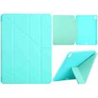 Millet Texture PU+ Silicone Full Coverage Leather Case with Multi-folding Holder for iPad Air (2020) 10.9 inch (Blue Green) - 1