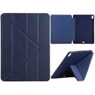 Millet Texture PU+ Silicone Full Coverage Leather Case with Multi-folding Holder for iPad Air (2020) 10.9 inch (Dark Blue) - 1
