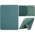 Millet Texture PU+ Silicone Full Coverage Leather Case with Multi-folding Holder for iPad Air (2020) 10.9 inch (Dark Green) - 1