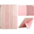 Millet Texture PU+ Silicone Full Coverage Leather Case with Multi-folding Holder for iPad Air (2020) 10.9 inch (Pink) - 1