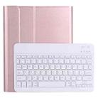 A11B Bluetooth 3.0 Ultra-thin ABS Detachable Bluetooth Keyboard Leather Tablet Case with Holder & Pen Slot for iPad Pro 11 inch 2021 (Rose Gold) - 1