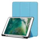 Custer Texture Horizontal Flip Leather Case for iPad Pro 10.5 Inch / iPad Air (2019), with Three-folding Holder & Pen Slot (Sky Blue) - 1