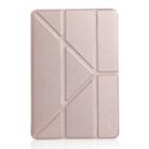 Millet Texture PU+ Silica Gel Full Coverage Leather Case for iPad Mini 4/5, with Multi-folding Holder (Rose Gold) - 1