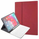 RK11 For iPad Pro 11 inch Silk Texture Detachable Plastic Bluetooth Keyboard Leather Tablet Case with Pen Slot & Stand Function(Red) - 1