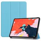 Custer Texture Horizontal Flip PU Leather Case for iPad Pro 12.9 inch (2018), with Three-folding Holder & Sleep / Wake-up Function(Blue) - 1
