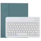 TG11B Detachable Bluetooth White Keyboard + Microfiber Leather Tablet Case for iPad Pro 11 inch (2020), with Pen Slot & Holder (Dark Green) - 1