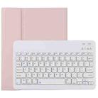 TG11B Detachable Bluetooth White Keyboard + Microfiber Leather Tablet Case for iPad Pro 11 inch (2020), with Pen Slot & Holder (Pink) - 1