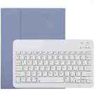 TG11B Detachable Bluetooth White Keyboard + Microfiber Leather Tablet Case for iPad Pro 11 inch (2020), with Pen Slot & Holder (Purple) - 1