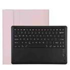 T129 Detachable Bluetooth Black Keyboard Microfiber Leather Tablet Case for iPad Pro 12.9 inch (2020), with Holder (Pink) - 1